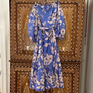 Floral Blue and Pink Off Shoulder Dress